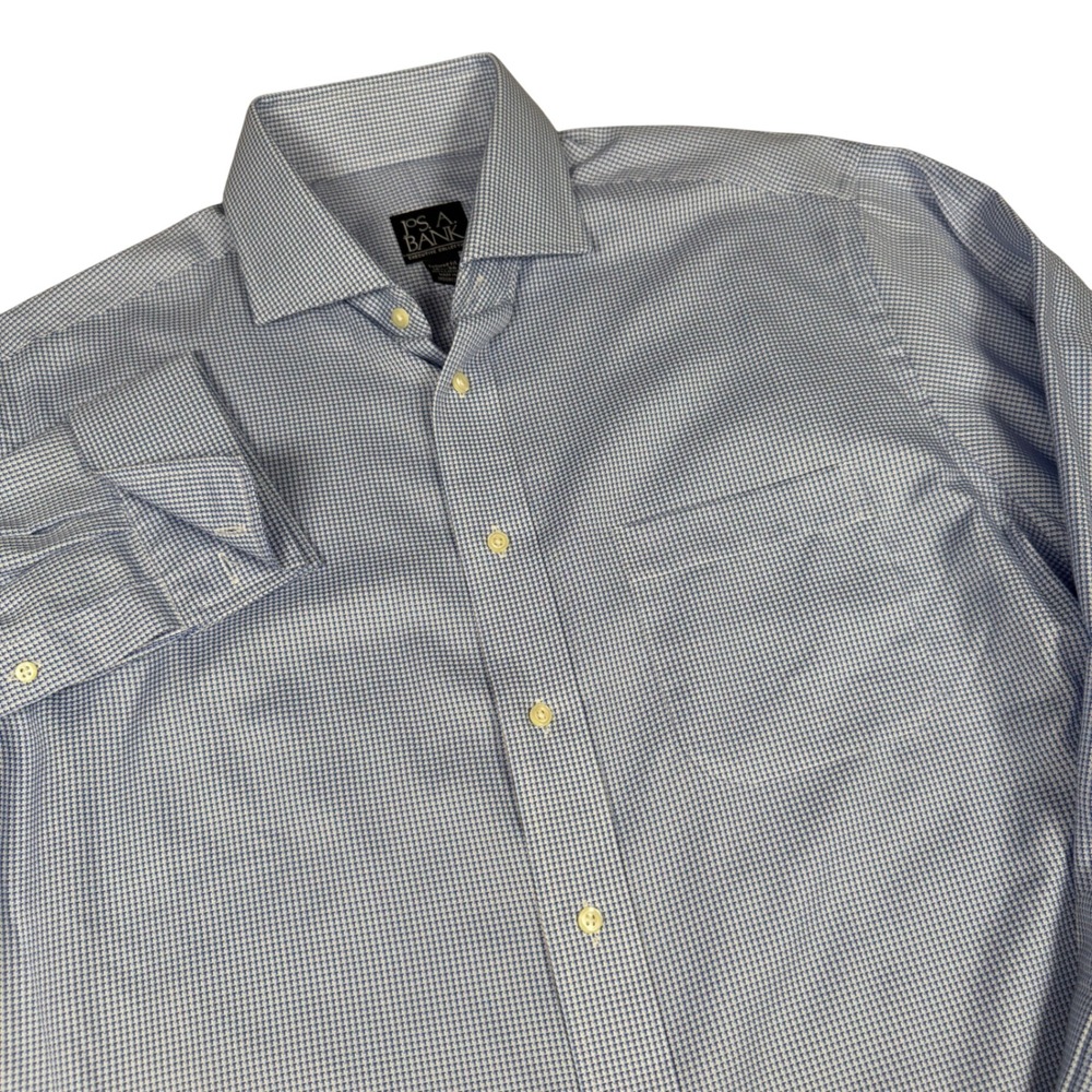 Jos. A. Bank Executive Collection Blue White Check French Cuff Shirt 16.5 36